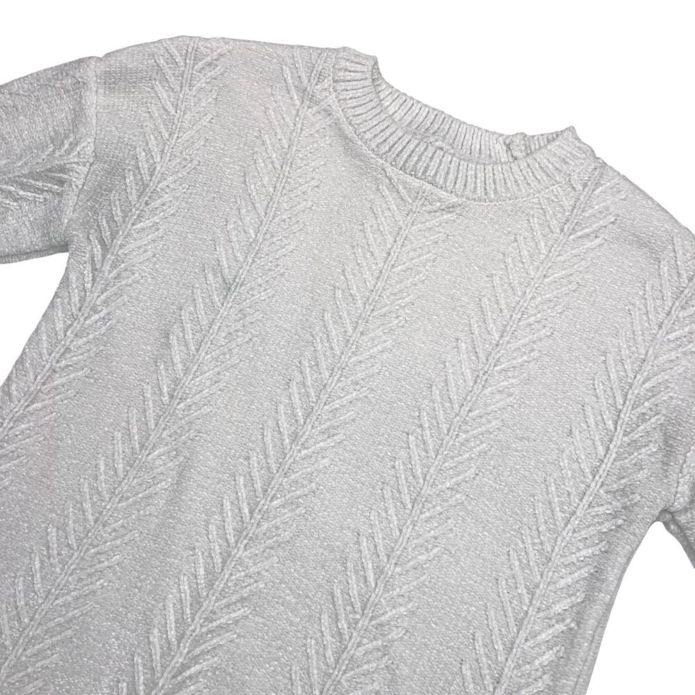 Orvis Cream Chenille Crewneck Pullover Textured Sweater Size S